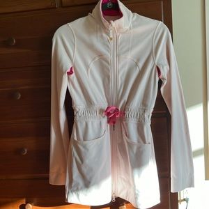 Women’s Lululemon jacket, size 8, light pink with hot pink trim